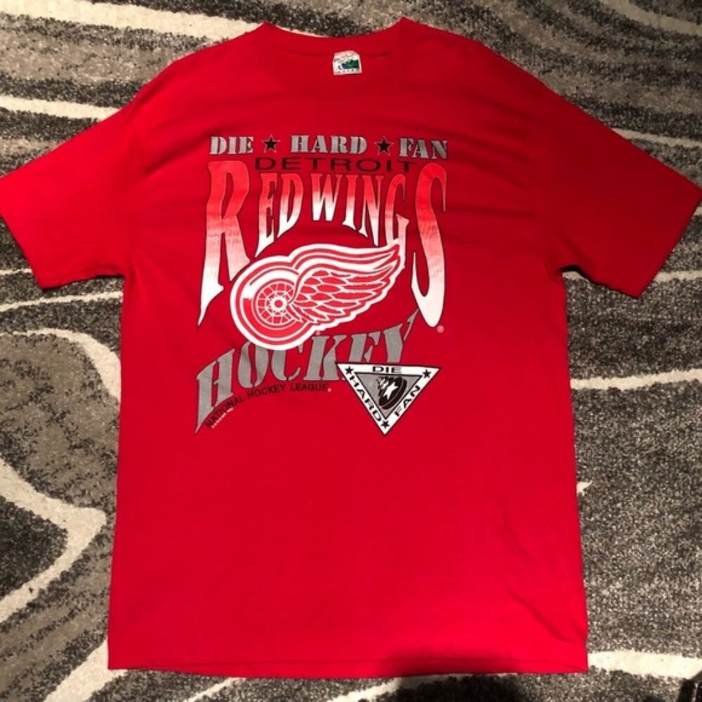 Detroit red wings die hard fan vintage t shirt sz large